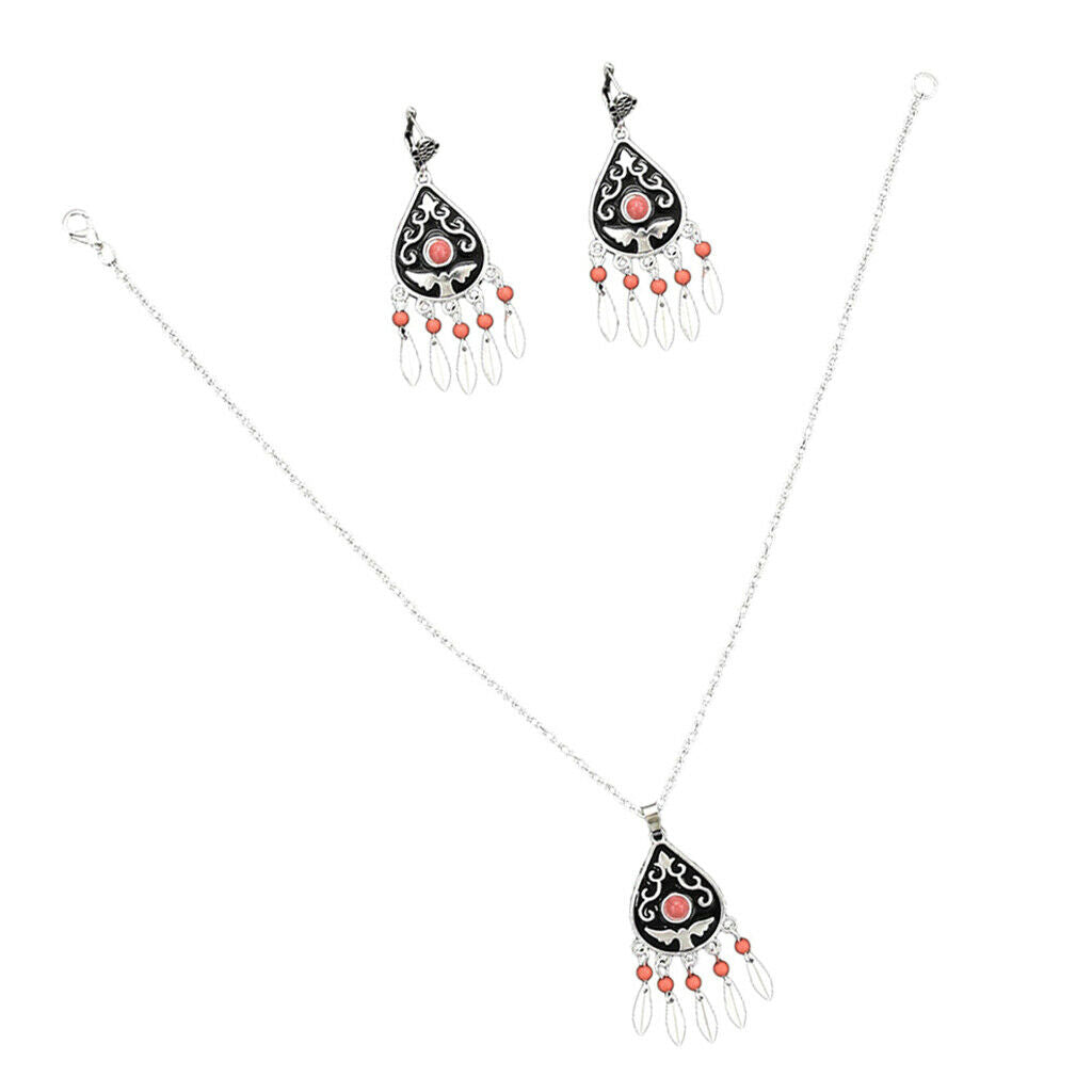 1 Set Bohemian Bead Tassel Necklace and Earring Sets Women Jewelry Set Type4