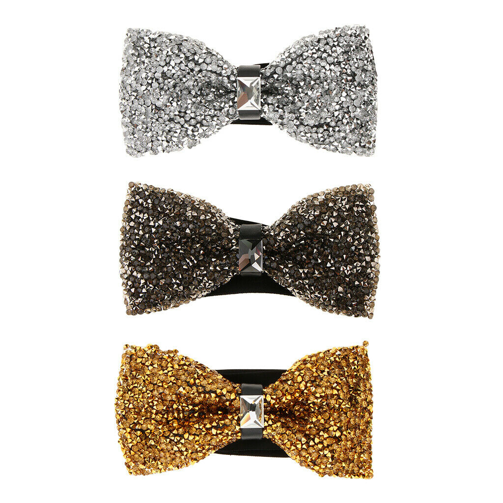 Men Shiny Adjustable Crystal Rhinestone Wedding Party Bow Tie Tuxedo Bowtie