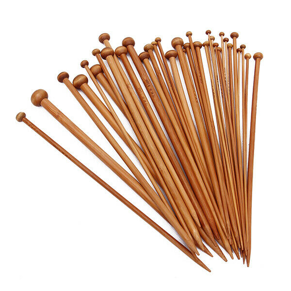 36pcs Set Single Pointed Carbonized Bamboo Knitting Needles Crunch 2mm-10mm