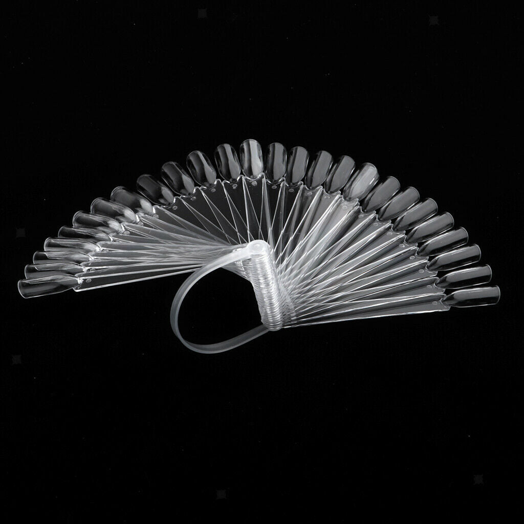 64 Pieces Fan-shaped Plastic Nail Art Tips Display Board Practice Sticks