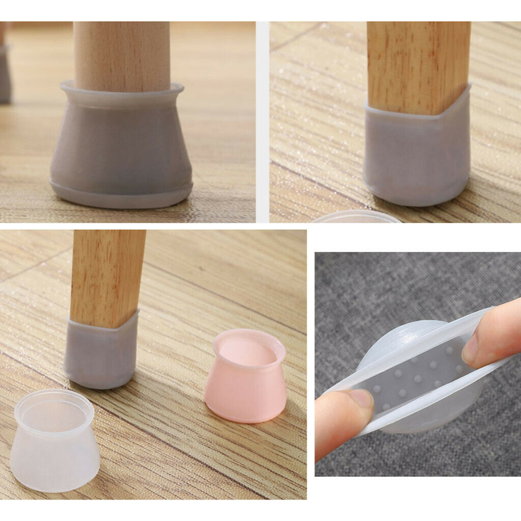 Pack 8 Anti-slip Round Chair Leg Cups Durable Silicone Bar Stool Feet Glides