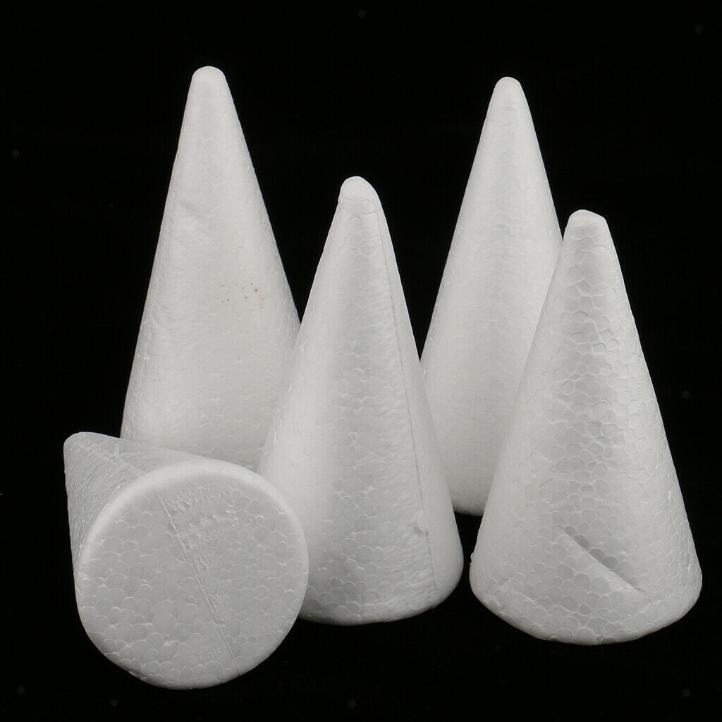 10 x White Creative Styrofoam Foam Ornament Cone Shape DIY Craft Party Decor