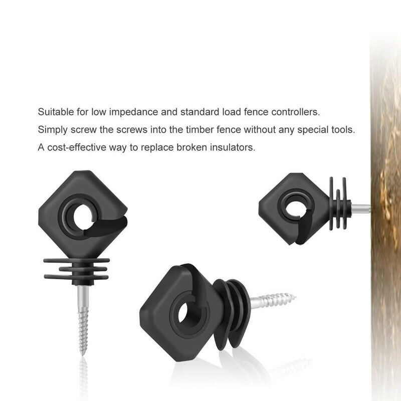 25Pcs Electric Fence Insulator,Screw-in Insulator Fence  for Wood Post,Black LZ7