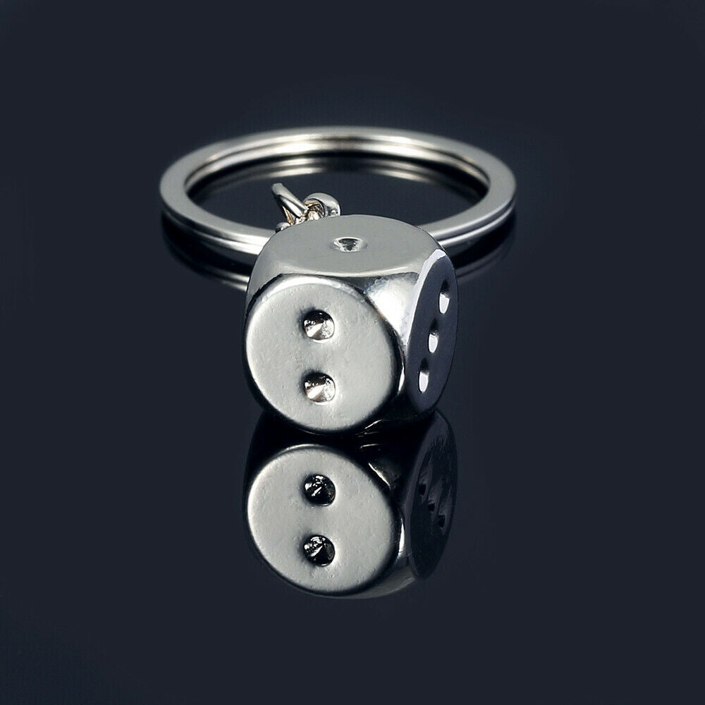 Creative Dice Keychain Key Chain Ring Metal Pendant Keyring Car Key Holder 1pc
