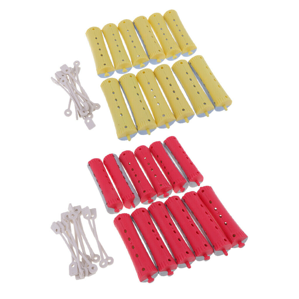 24x Professional Home Perming Rods Rollers Waves Hair Styling Slon Use