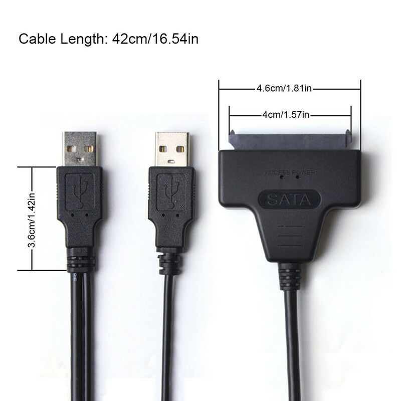 USB 2.0 to SATA Serial ATA Adapter Cable For 2.5" HDD SSD Laptop Hard Dri.l8