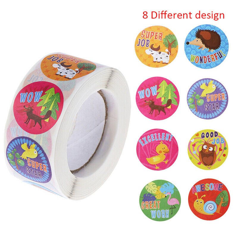 500pcs/roll cute cartoon animals stickers teacher encouragement reward st.l8