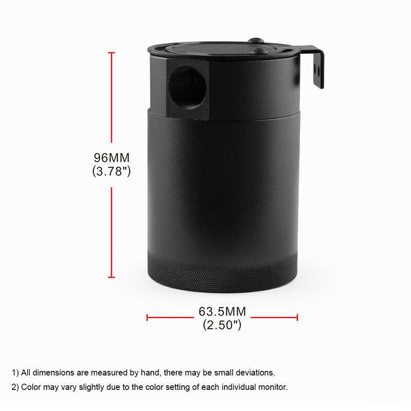 Aluminum Compact Baffled 3-Port Oil Catch Can Tank Reservoir Air-Oil Separator