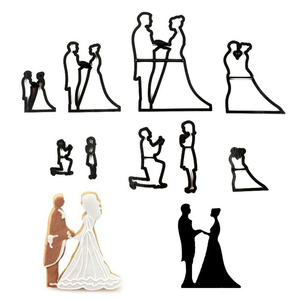 9X bride & groom silhouette cookie cutter wedding cake fondant mold health  DD