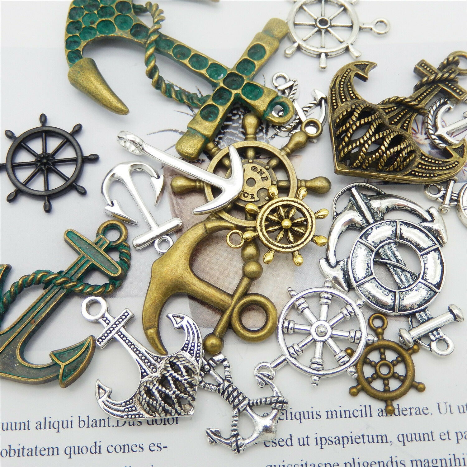 Random Alloy Anchors Mixed Kinds Pendants Charms Findings (approx.15-20 pcs)