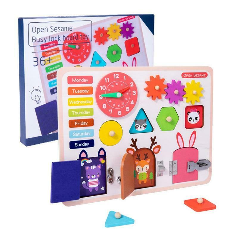 Montessori Improve Intelligence Locks&Latches Activity Board for Kids Boys