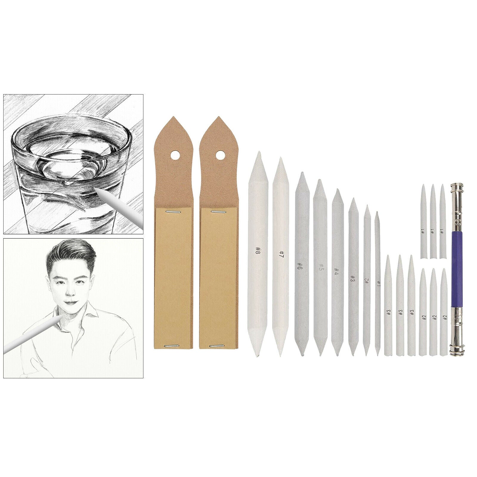 20pcs Blending Stumps Tortillon Set Sketch Art Paper for Artists DIY Drawing