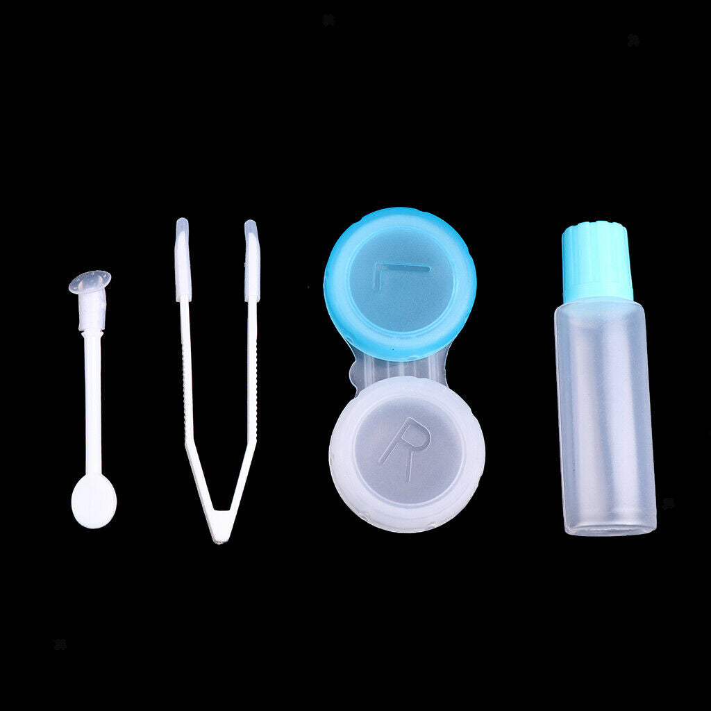 Mini Travel Contact Lenses Case Soaking Storage Box Kit with Mirror White