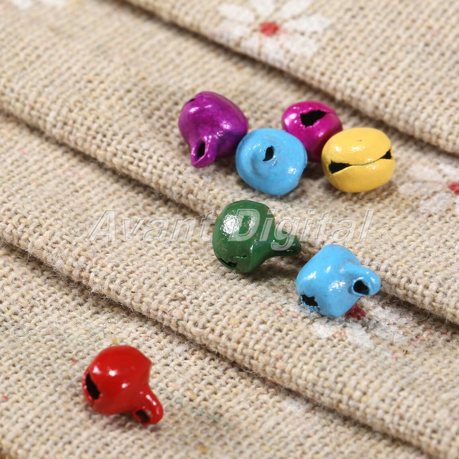100 pcs Xmas Colorful Iron Beads Christmas Jingle Bells DIY Craft Jewelry 8x6 mm