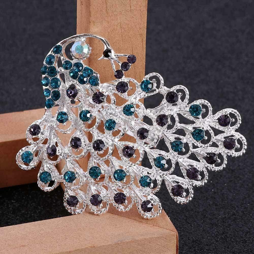 Bohemia style peacock brooches for women animal design rhinestone crystal pins