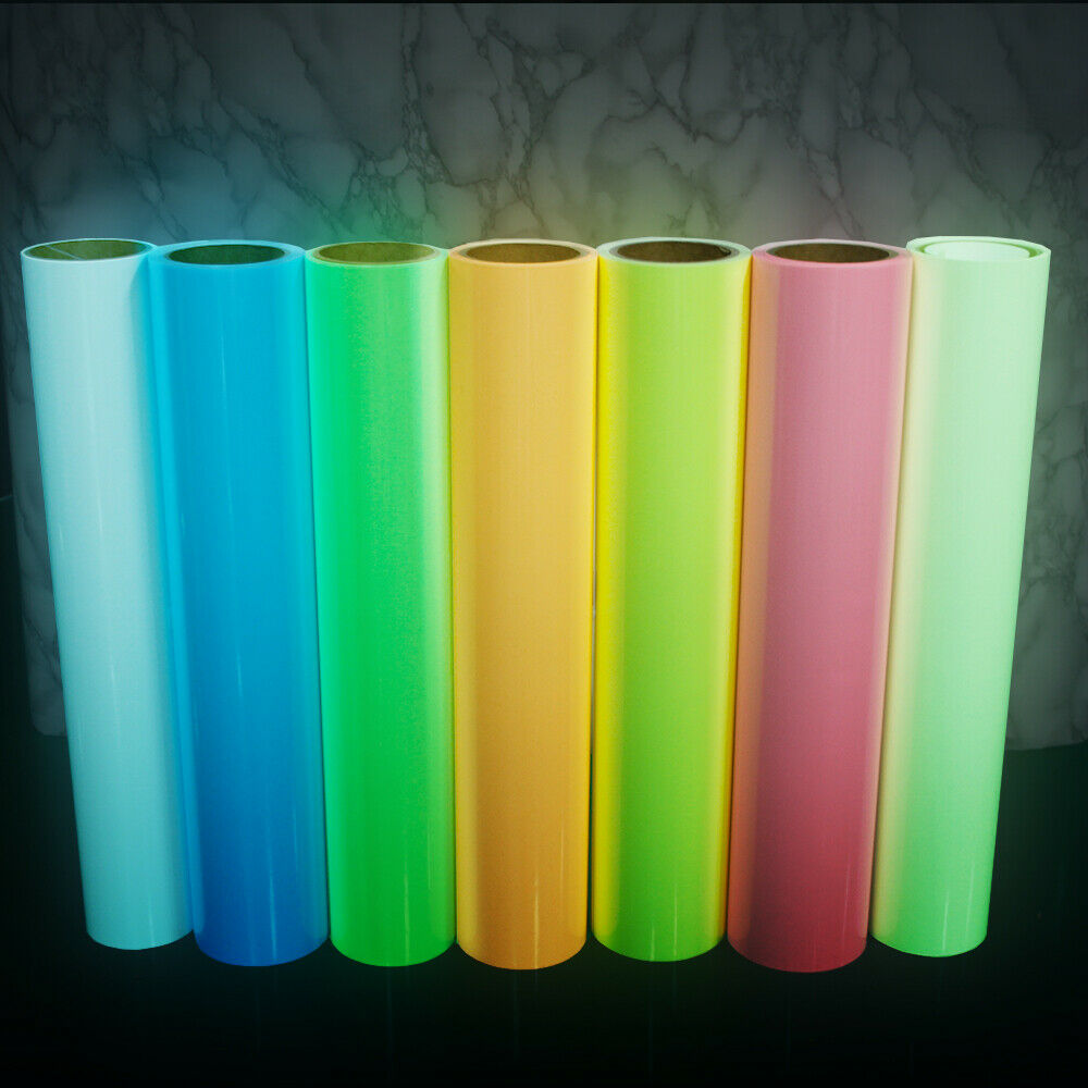 7 Colors Glow in the Dark Heat Transfer Vinyl Film IRon on Heat Press DIY Film