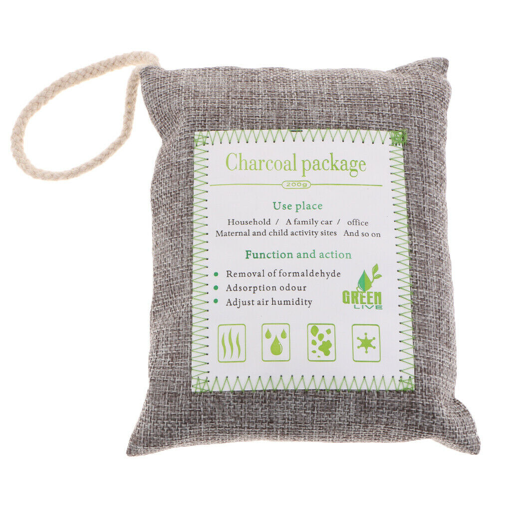 4 Bamboo Charcoal Air Purifying Freshener Bag Odor Eliminator Charcoal Color