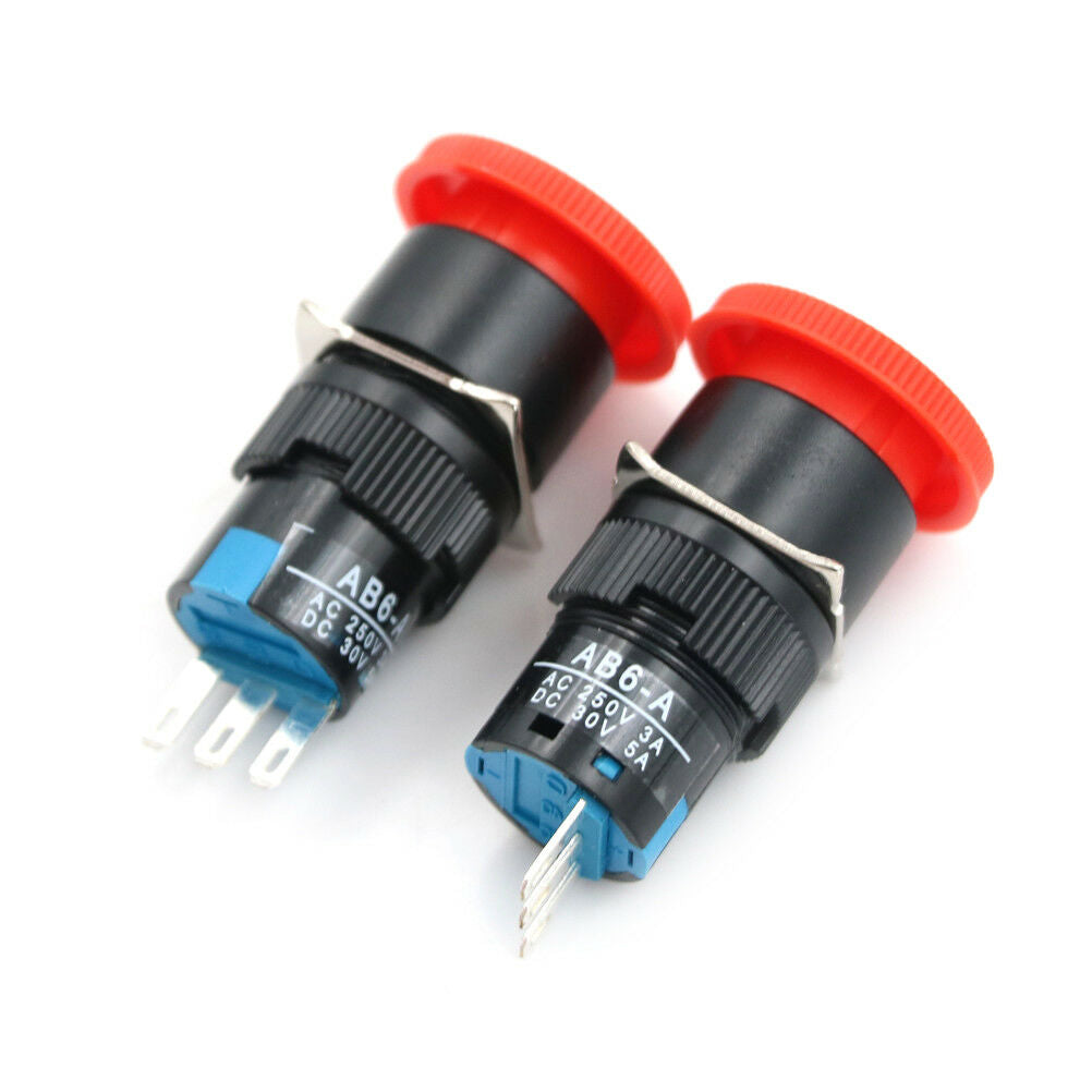 2PCS 16mm Cutout Twist Release Emergency Stop Mushroom Push Button Switch B TL