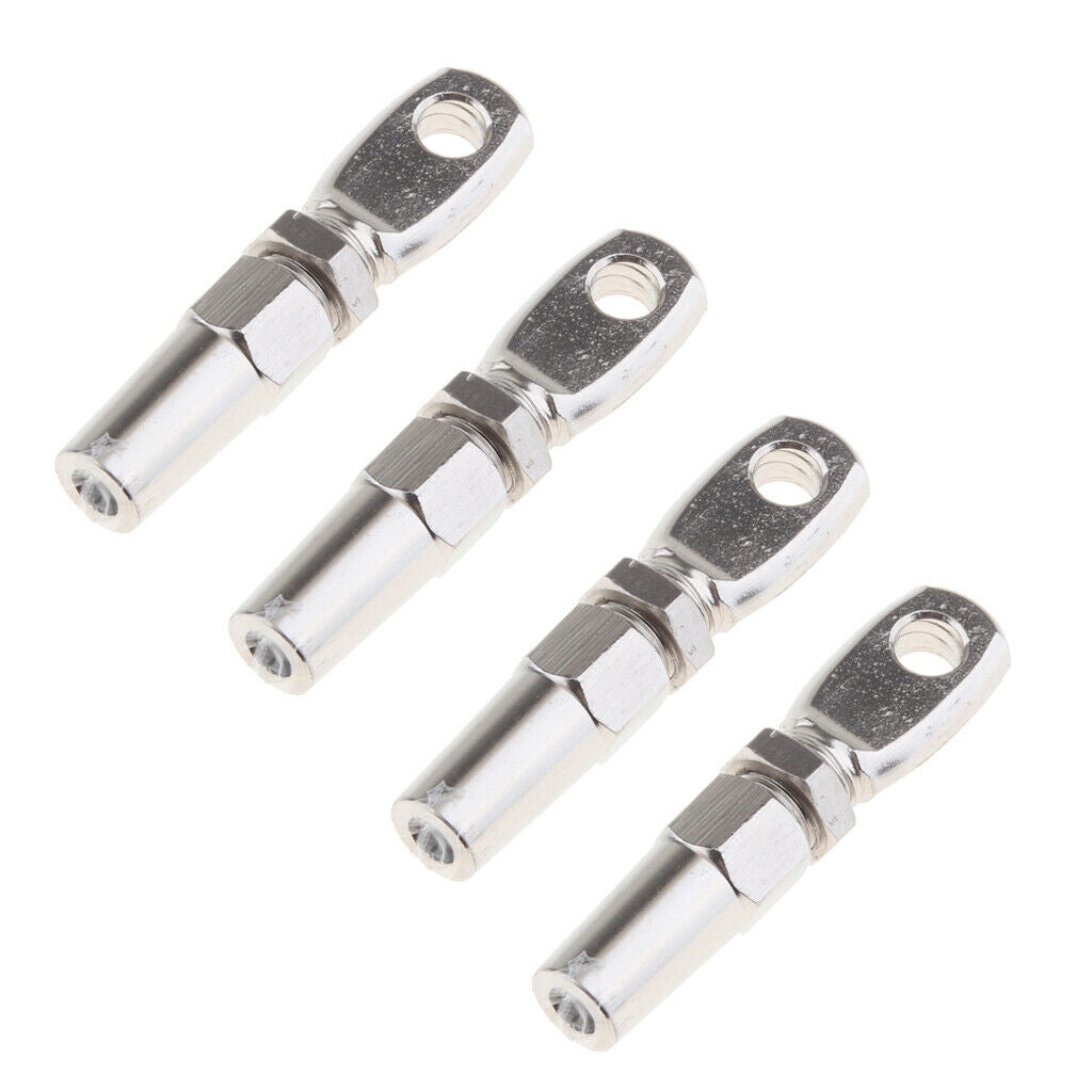 4 pieces swageless stainless steel eye clips for 3mm wire ropes