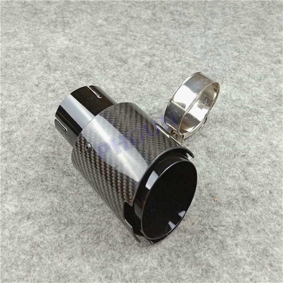 63mm INLET Car Exhaust Muffler Tail Pipe Carbon Fiber Stainless Steel Universal