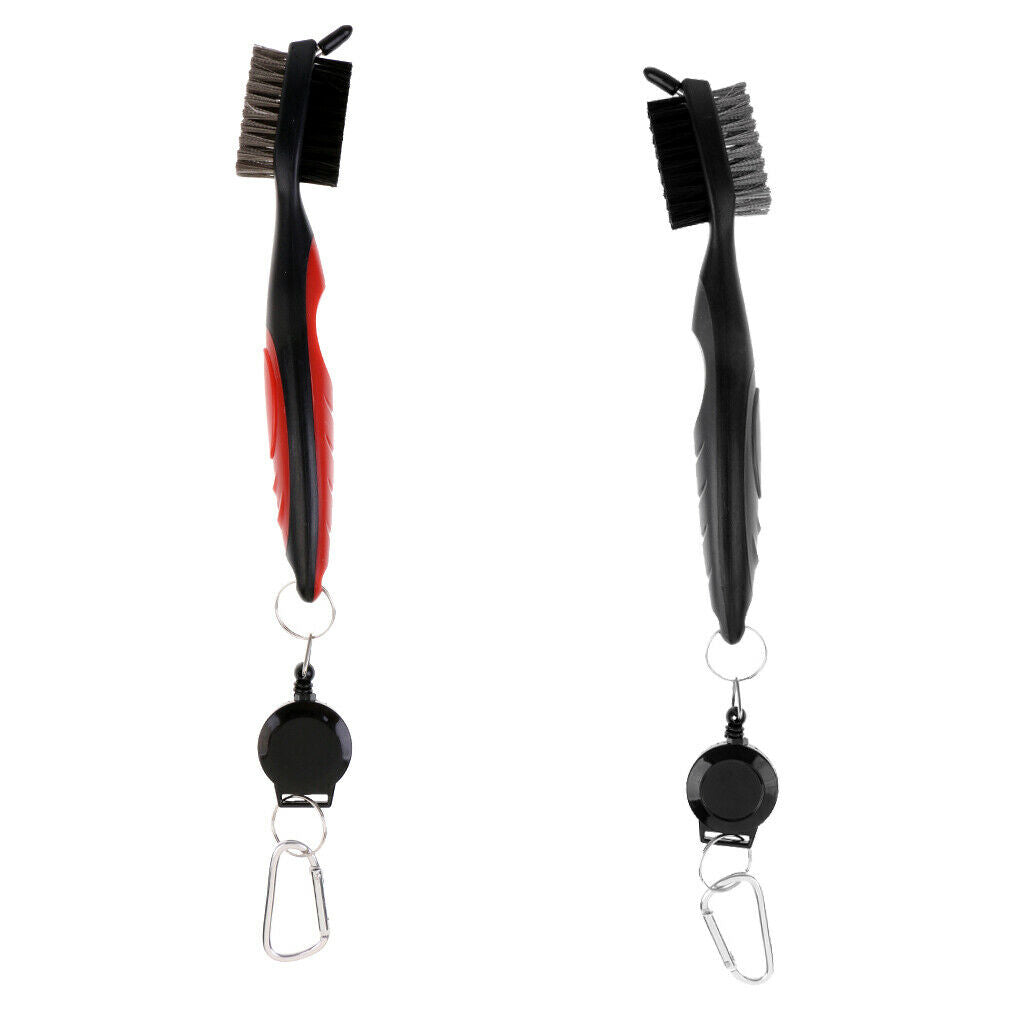 Two Sides Golf Club Brush Groove Cleaner Sharpener 1 Red + 1 Black