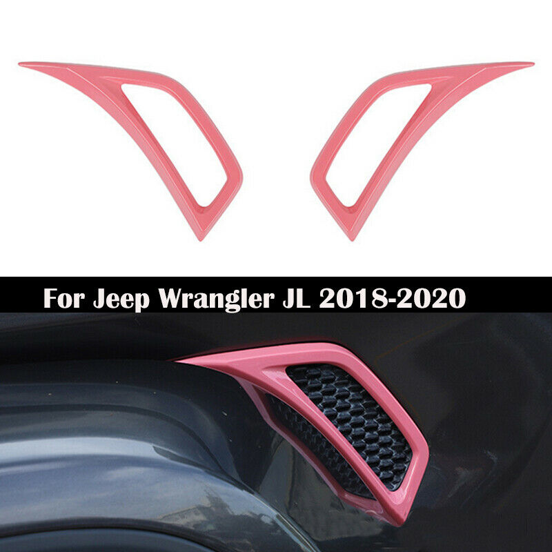 2x Car Leaf Plate Air Inlet Vent Trim Cover Pink For Jeep Wrangler JL 2018-2020