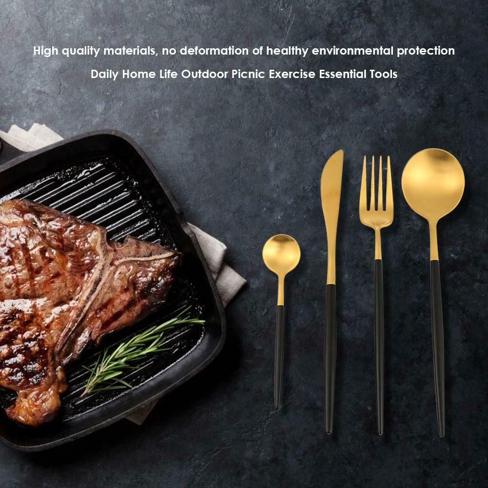 5pcs Portable Stainless Steel Tableware Dinnerware Travel Camp Cutlery Set @