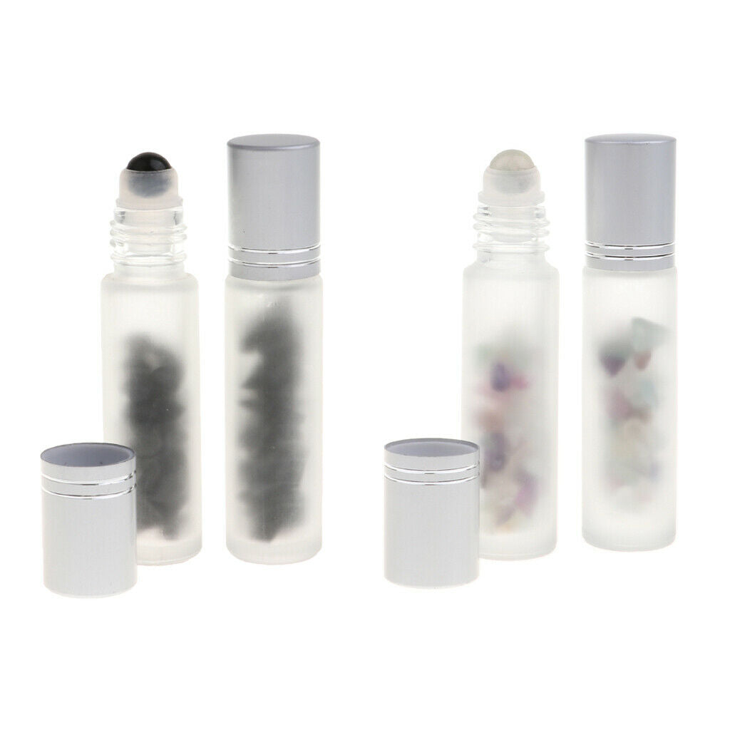 4X 10ml Portable Empty Frosted Glass Perfume Roller Ball Bottle Home Travel