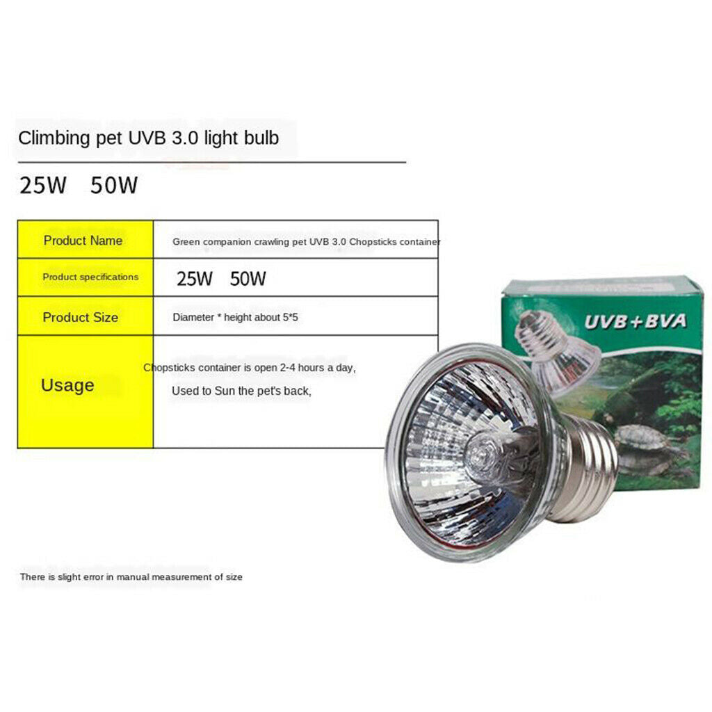 Reptile Heating Lamp Tortise Snakes Spiders 25W/50W/75W Esy to Use 25W