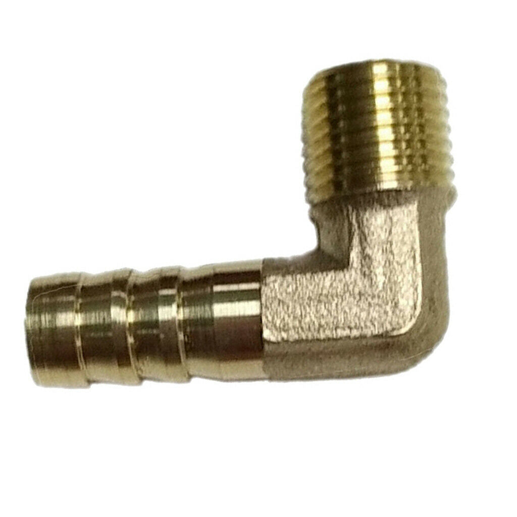 5Pcs 1/4 BSP to 10mm Brass 90 Male Elbow Barbed Hose Tail Pipe Gas Fittings