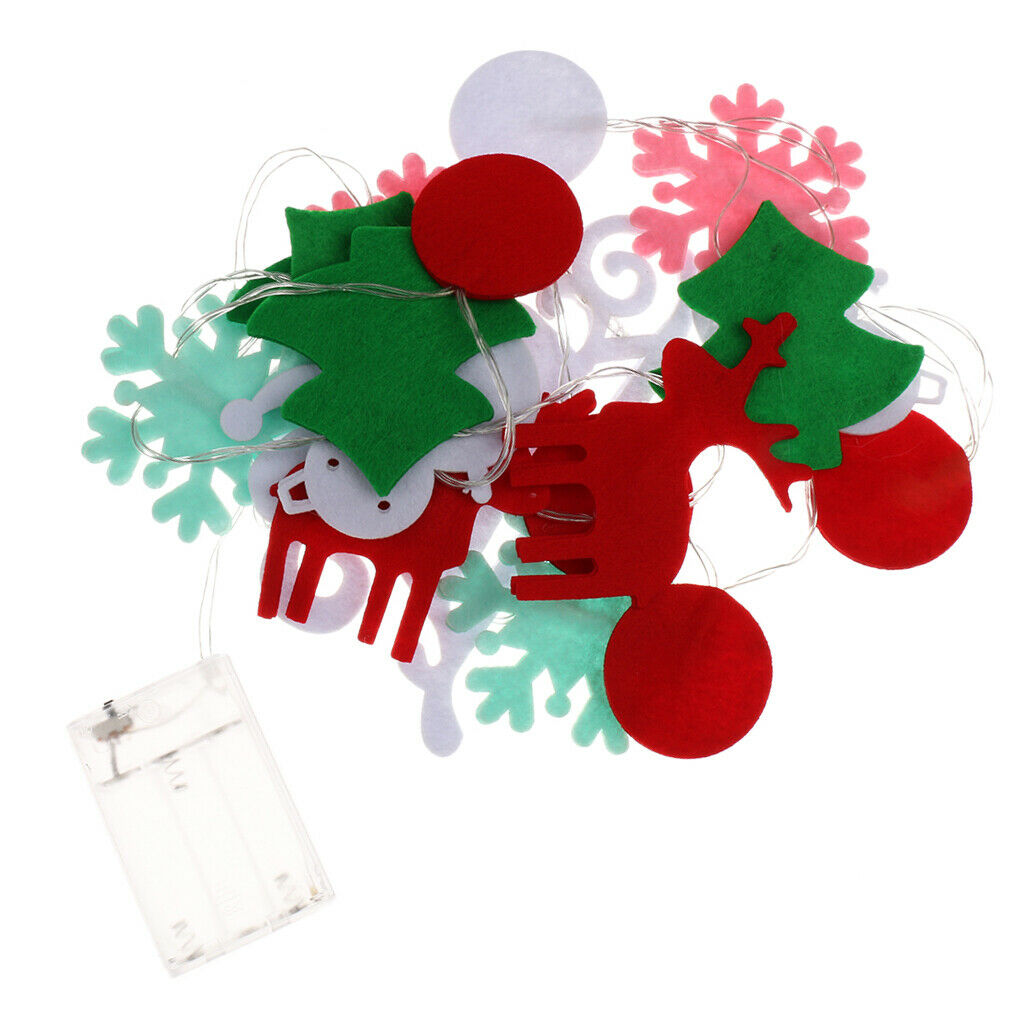 Felt Christmas Tree Snowflake Hanging Led String Light Xmas Party Decor