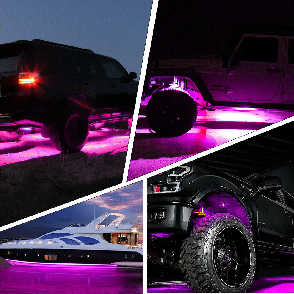 4x Waterproof LED Rock Light for SUV Off-Road Truck Underbody Trail Pink