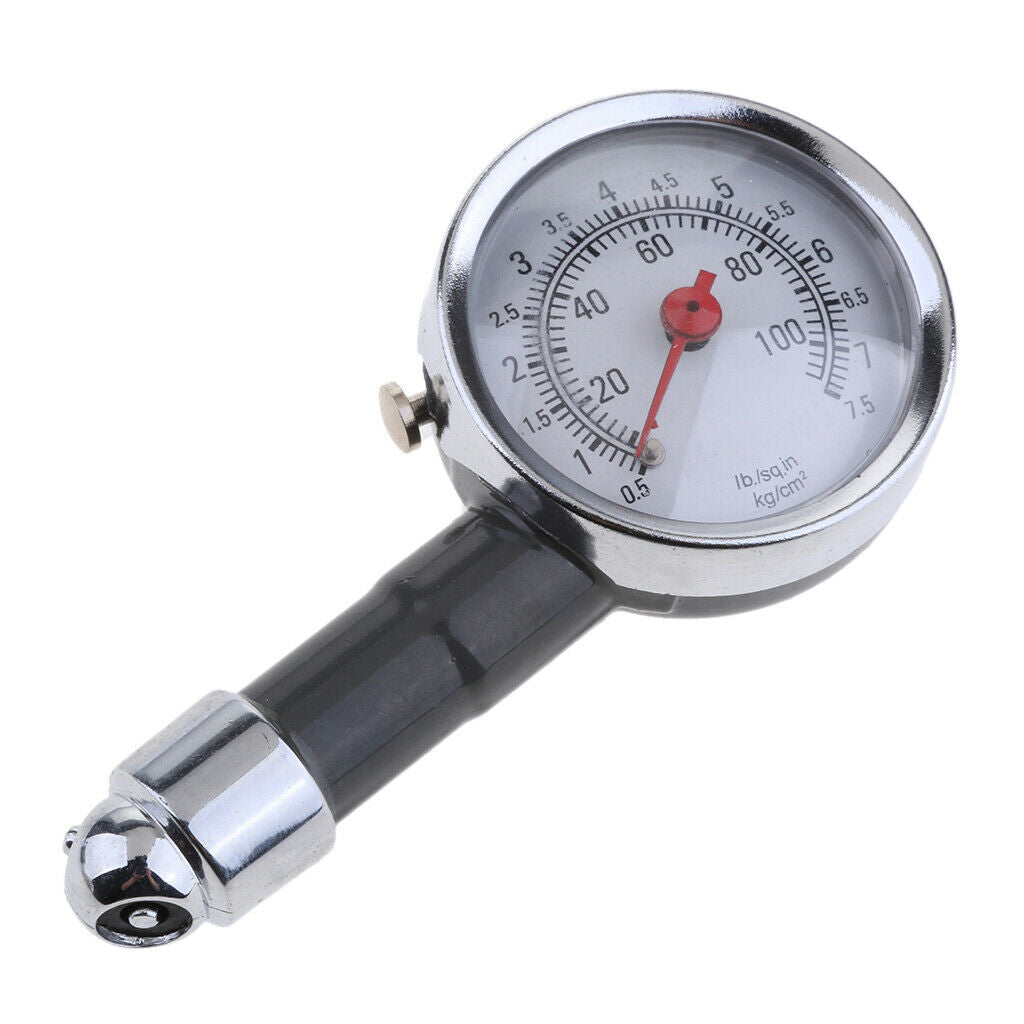 Portable Tire Inflator Dial Meter Tester Air Pressure Gauge for Auto Motorcycles