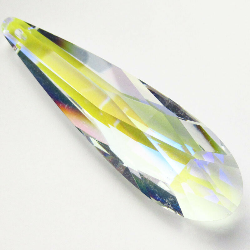 2Pcs 75x21x16mm Faceted AB White Rainbow Titanium Crystal Teardrop Pendant 228SJ