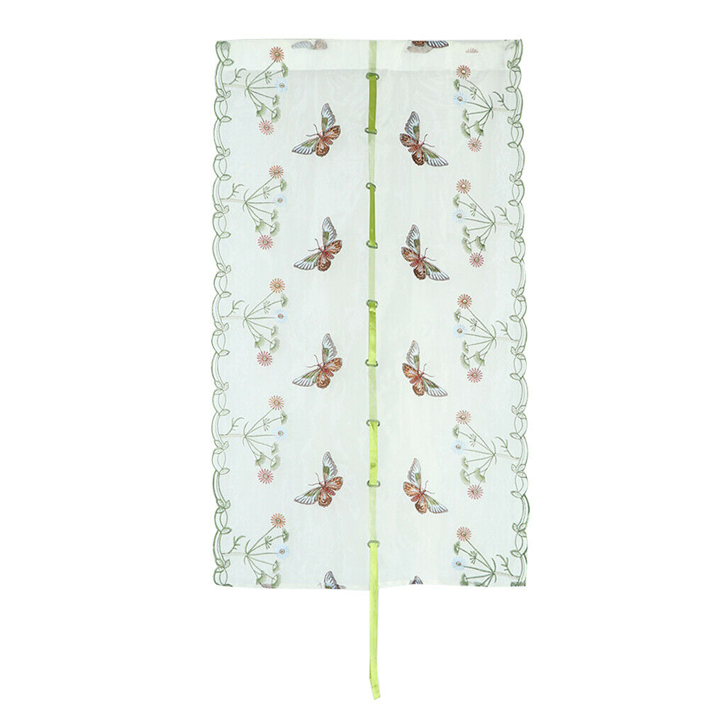 Butterfly Embroidered Roman Curtain Tulle Curtains for Living Room  White