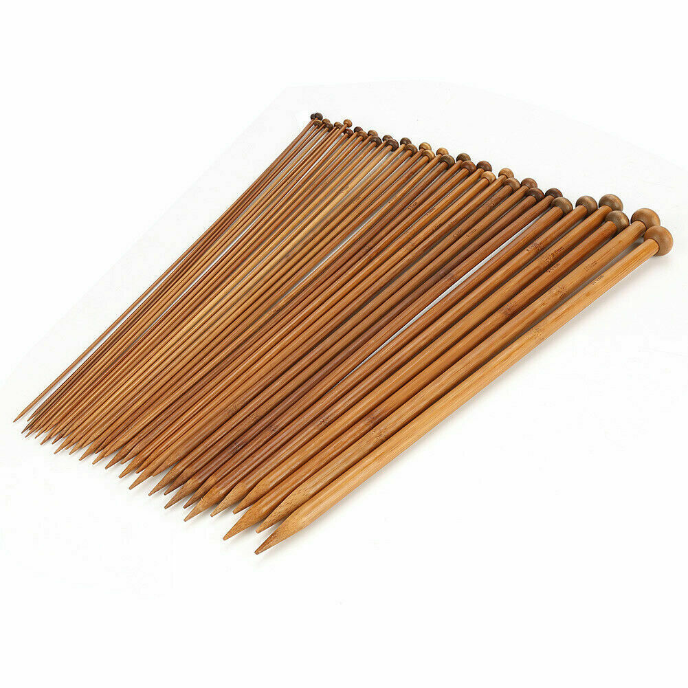 36Pcs Bamboo Carbonized Single Pointed Wood Knitting Needles  Crochet Set