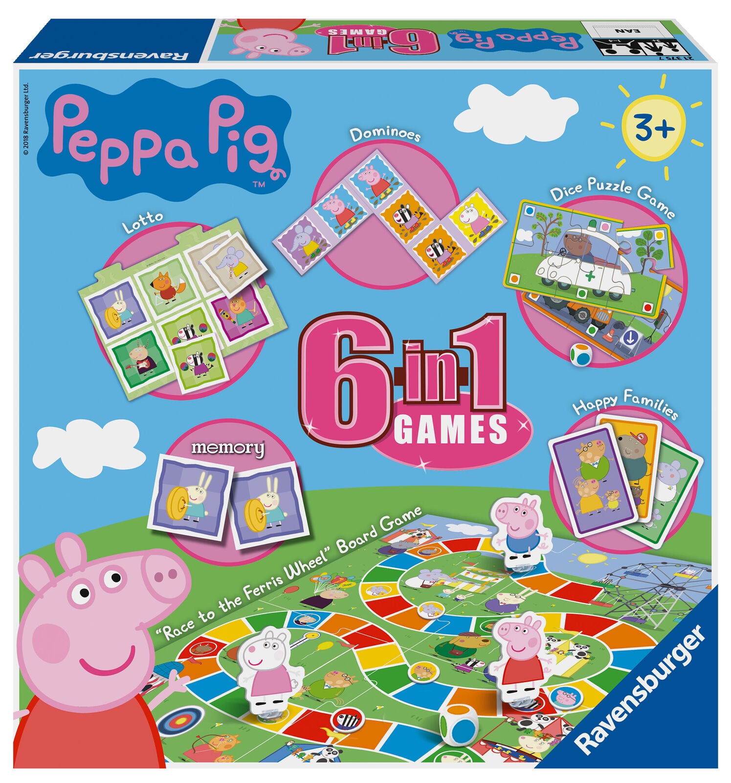 21375 Ravensburger Peppa Pig 6 in 1 Games Box Childrens Toys 104 Pieces Age 3+