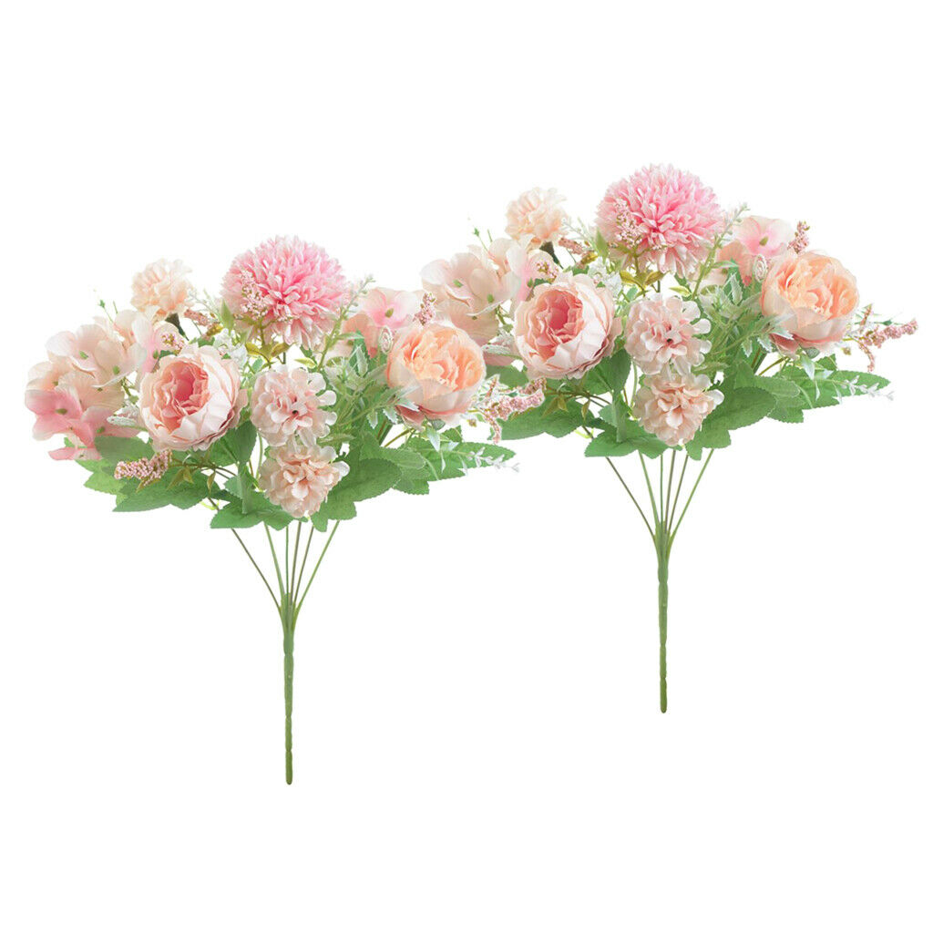 2x Fabric 7 head Rose Flowers 13" for Christmas Home Decoration Never Wither