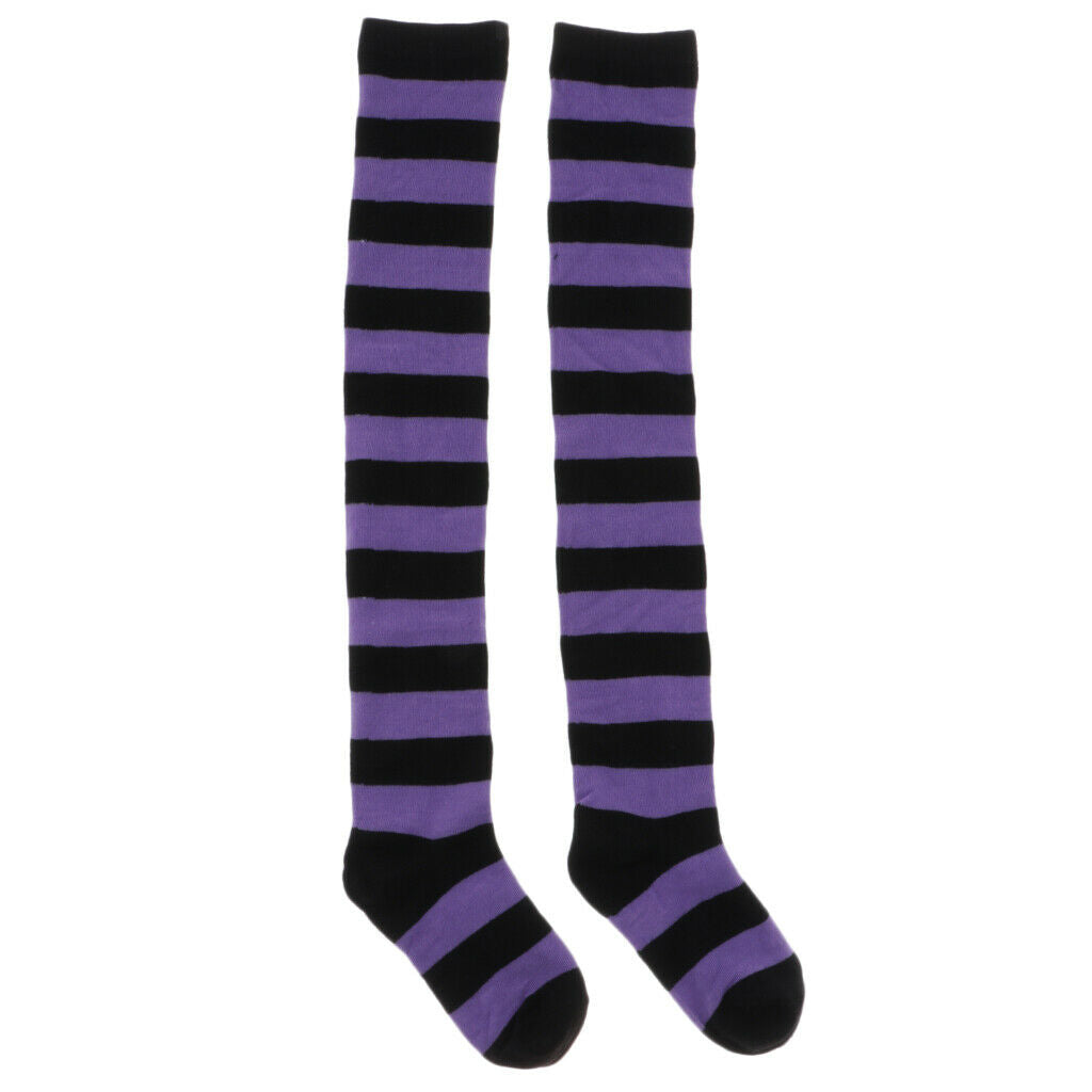 Female Striped Long Thigh High Socks Causal Soft Stockings Fancy Dress Socks