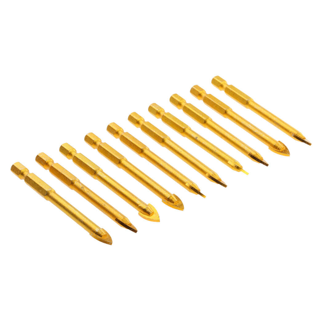 10x 8mm Drill Bits Set Slotted Point with Carbide Tips for Glass Mirror Tile