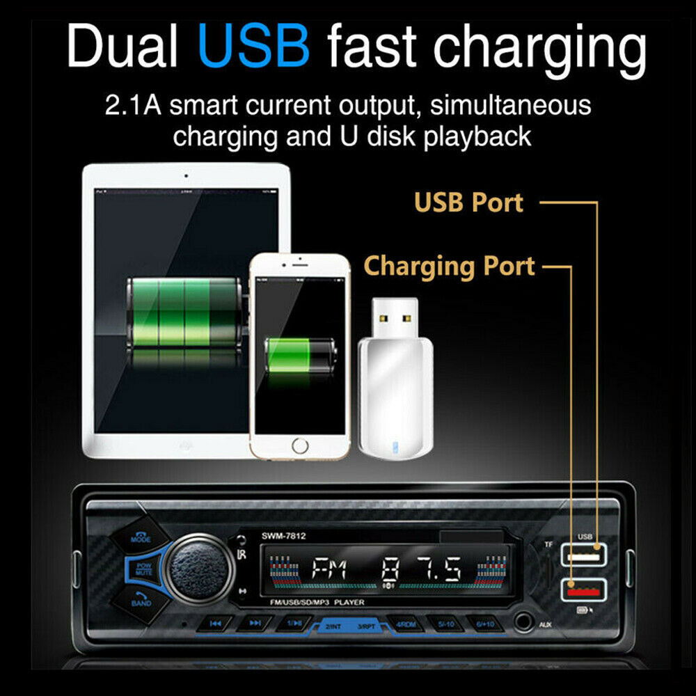 12V Car Bluetooth FM Radio AUX Audio MP3 Player WMA/WAV/FLAC Card Reader U Disk