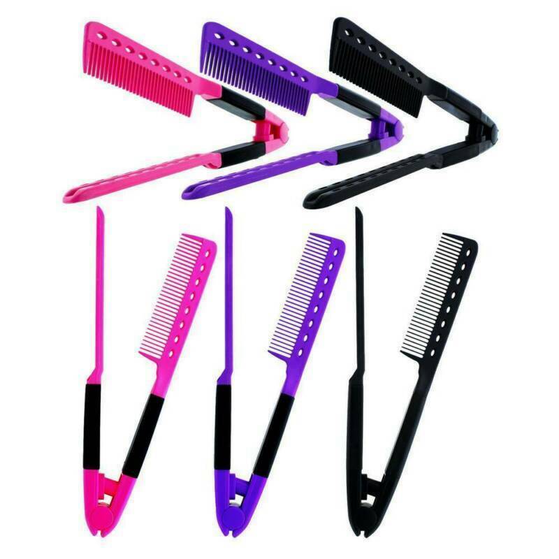 V-TYPE Straightening Hair Comb Brush Flat Dryer Styling Tool Hairdressing DIY US