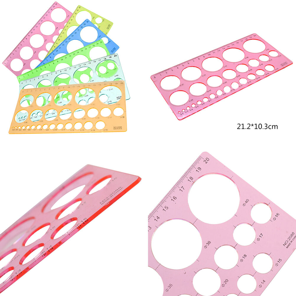 1 Pcs Plastic Circles Squares Geometric Template Ruler Stencil Measuring .l8