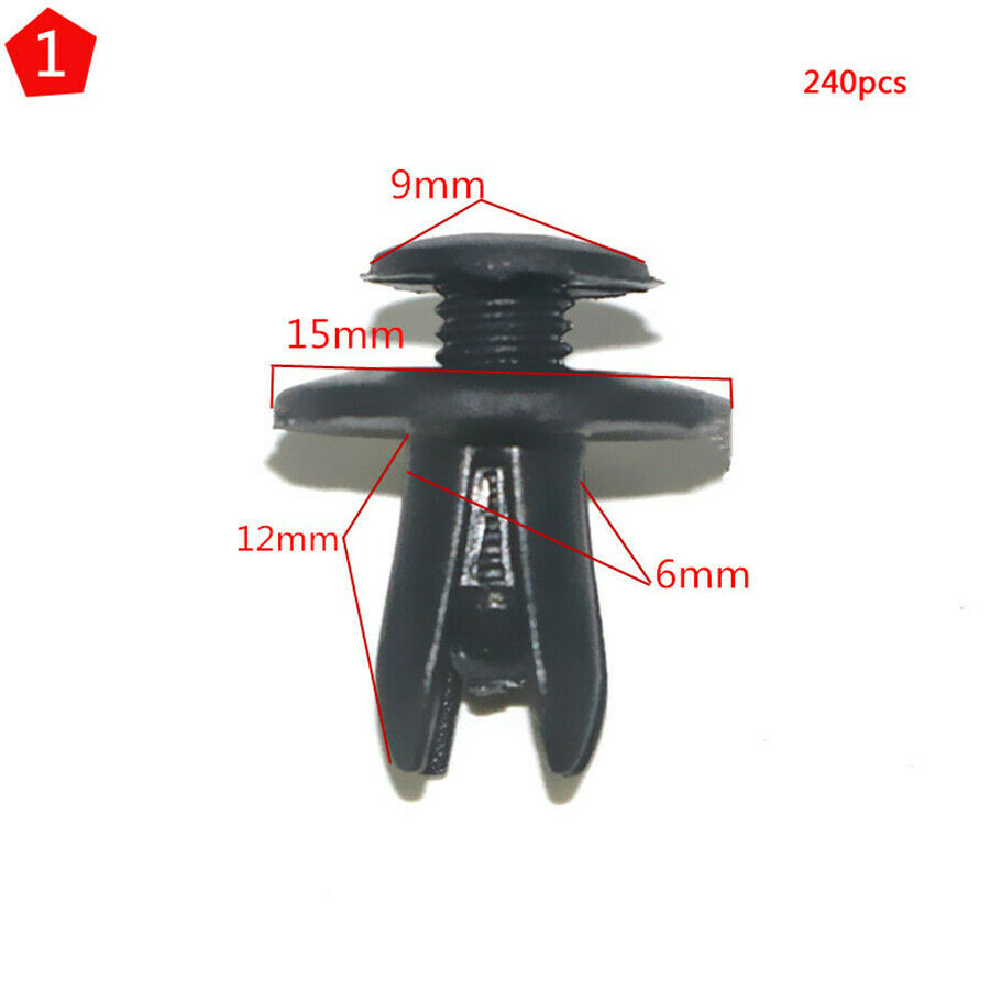 240pc Car Bumper Clips Retainer Rivet Door Panel Fender Liner 8 SIZE Fastener