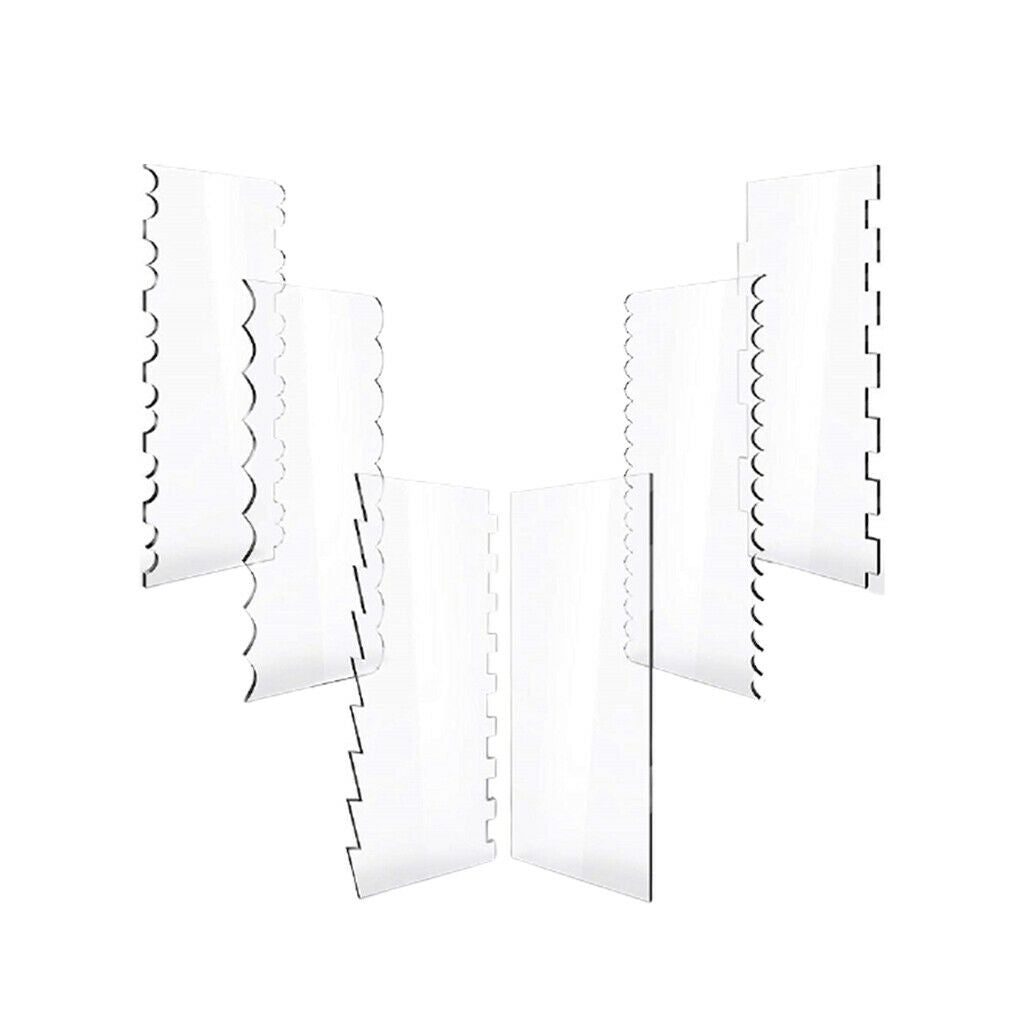 6pcs Cake Scraper Cake Edge Trim Smoother Smear Contour Comb for Bakery