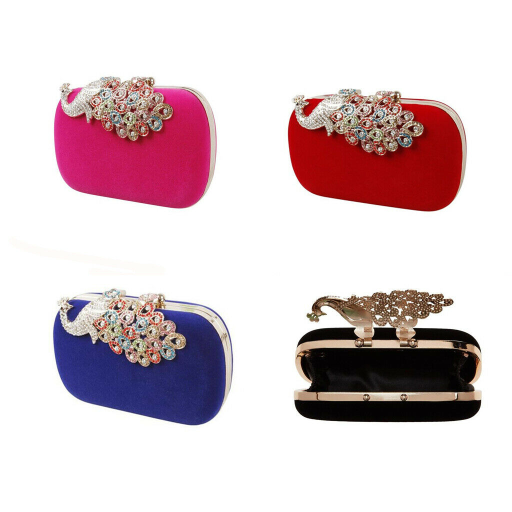 Womens Fashion Peacock Evening Bag Party Cluth Purse Handbags Shoulder Red