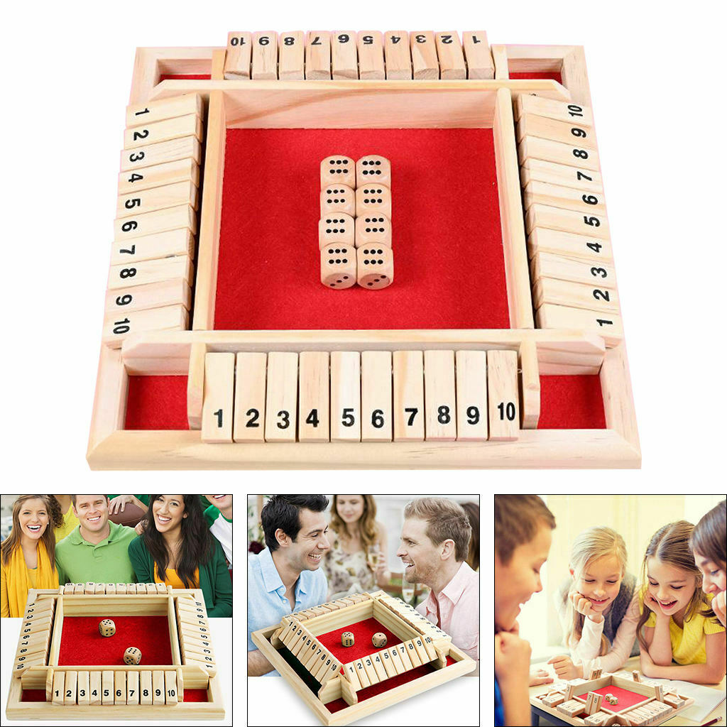 Four Way Shut the Box 10 Number Pub Board Game Fun for Kids Adults Home