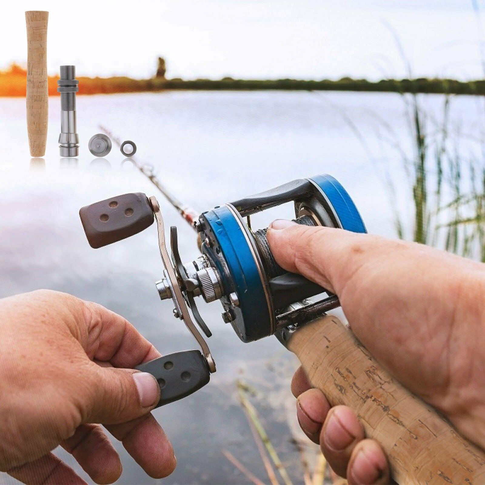 Composite Cork Fly Fishing Rod Handle Grip with Reel Seat for Fly Rod Building