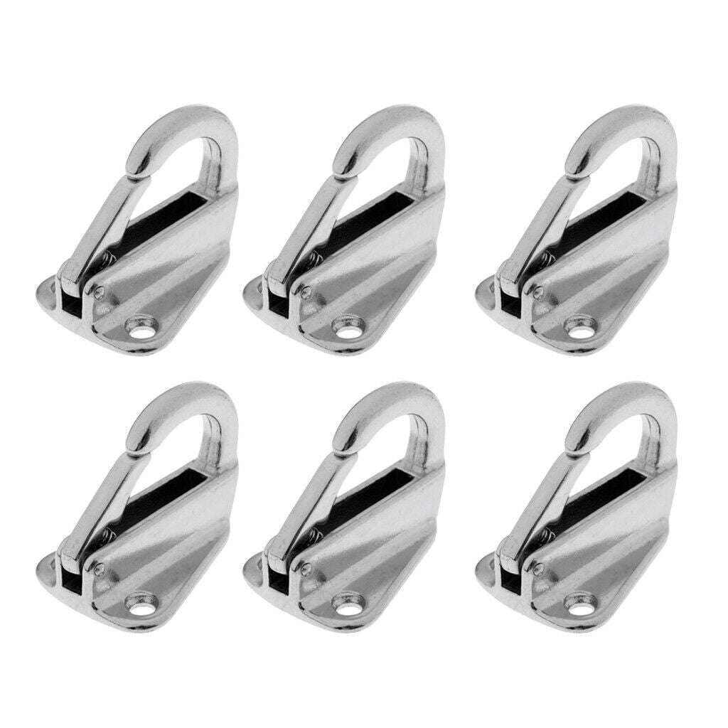 6 Piece Boat Stainless Steel Spring Snap Type  Fending Hook Hanger 9mm