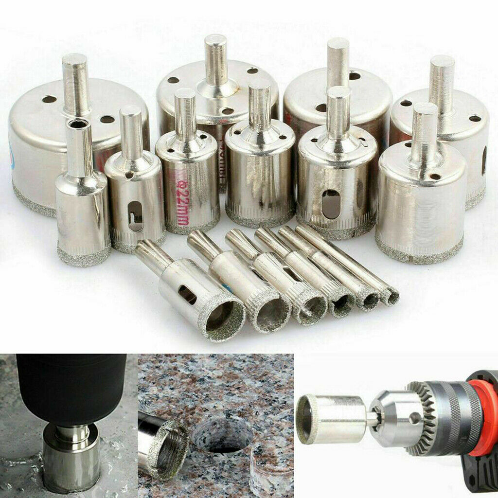 16PC Diamond Holesaw set Holes Saw Drill Bit Glass Marble Ceramic Cutter Tile